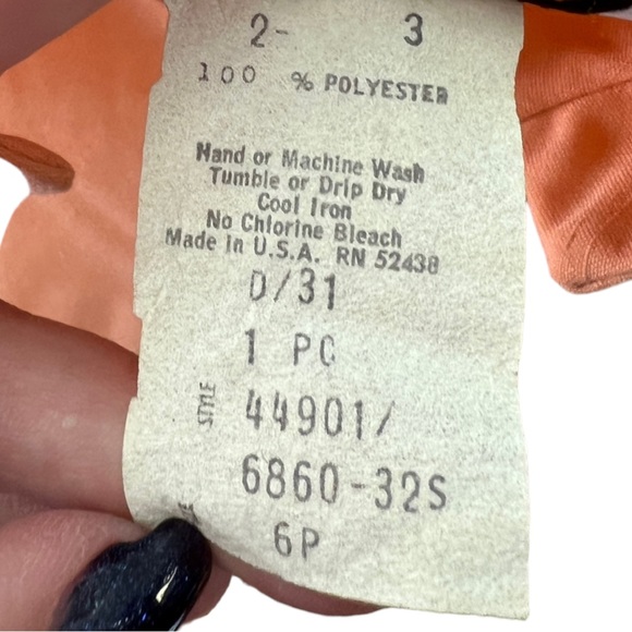Vintage 70's Sunshine Alley Peach Polyester Sleeveless Dress Size 6P - Picture 9 of 9